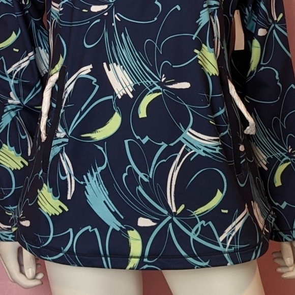 Talbots Blue Floral Pullover UPF 50+ Protection Workout Jacket size Large - Picture 3 of 6